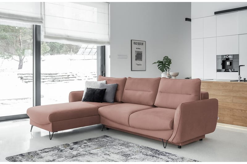 Lence Bäddsoffa m. Divan Förvaring - Ljusrosa - Bäddsoffa - Bäddsoffa divan