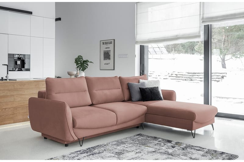 Lence Bäddsoffa m. Divan Förvaring - Ljusrosa - Möbler - Soffa - Bäddsoffa