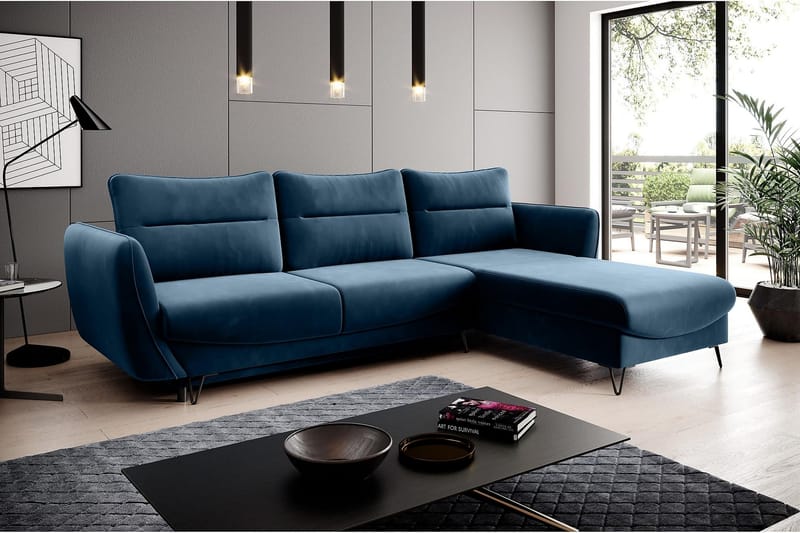 Lence Bäddsoffa m. Divan Förvaring - Mörkblå - Möbler - Soffa - Bäddsoffa