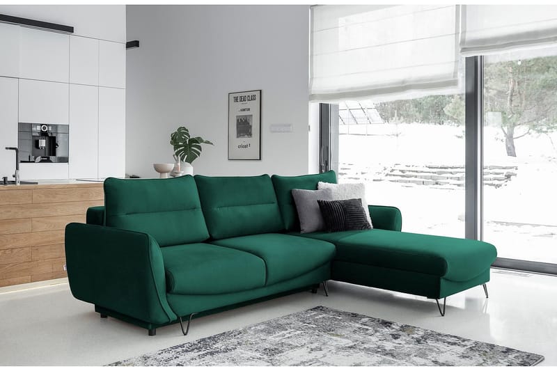 Lence Bäddsoffa m. Divan Förvaring - Mörkgrön - M öbler - Soffa - Bäddsoffa