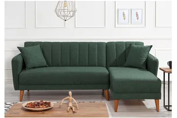 Lepinas Bäddsoffa med Divan Höger - Mörkgrön/Natur - Möbler - Soffa - Bäddsoffa