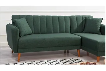 Lepinas Bäddsoffa med Divan Höger - Mörkgrön/Natur - Möbler - Soffa - Bäddsoffa
