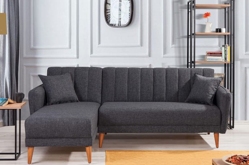 Lepinas Bäddsoffa med Divan Vänster - Mörkgrå/Natur - Möbler - Soffa - Bäddsoffa