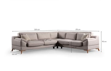 Lepinas Vänstervänd L-formad Bäddsoffa 55x275 cm med Förvaring - Beige - Möbler - Soffa - Bäddsoffa