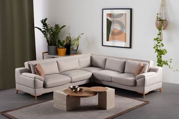 Lepinas Vänstervänd L-formad Bäddsoffa 55x275 cm med Förvaring - Beige - Möbler - Soffa - Bäddsoffa