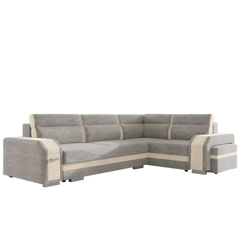 Lesley 4-sits Hörnbäddsoffa med förvaring, grå, beige