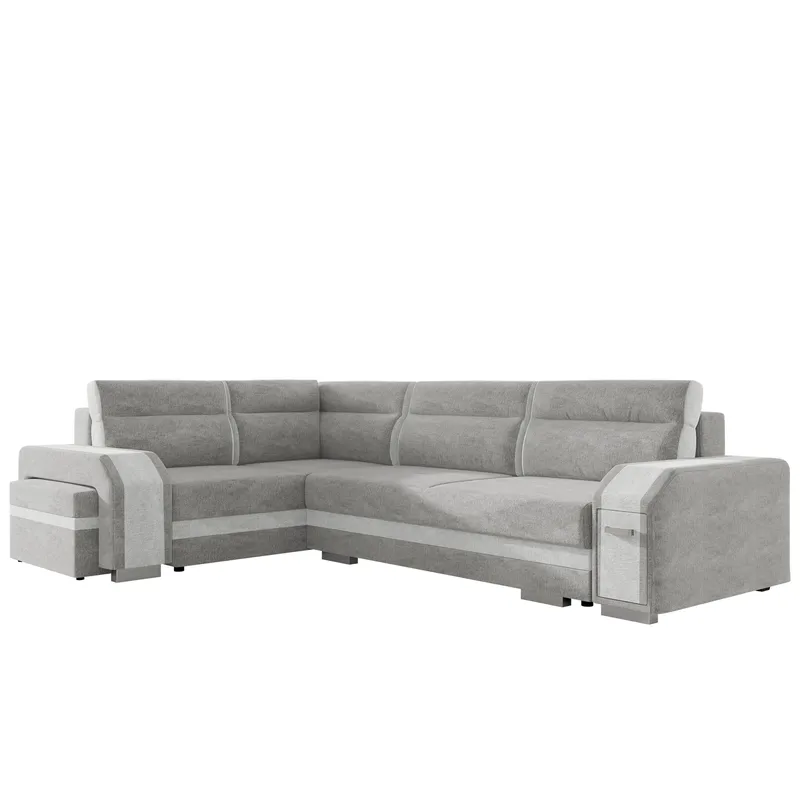 Lesley 4-sits Hörnbäddsoffa med förvaring, grå