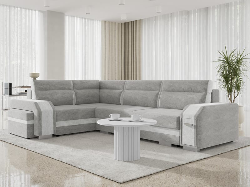Lesley 4-sits Hörnbäddsoffa med förvaring - grå - Möbler - Soffa - Bäddsoffa