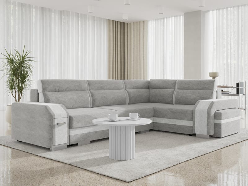 Lesley 4-sits Hörnbäddsoffa med förvaring - grå - Möbler - Soffa - Bäddsoffa