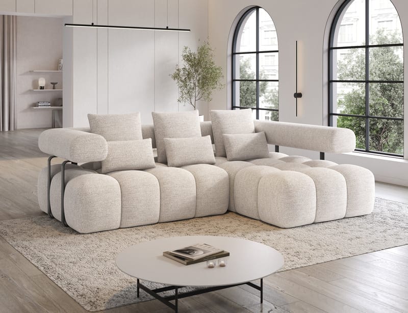 Levvi 3-sits Bubblig Bäddsoffa med Divan Höger - Bazalt 18 - Möbler - Soffa - Bäddsoffa