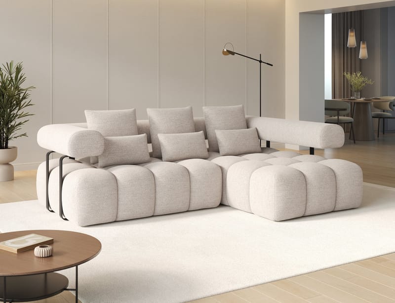 Levvi 3-sits Bubblig Bäddsoffa med Divan Höger - Bazalt 18 - Möbler - Soffa - Bäddsoffa