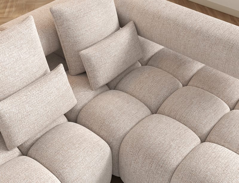Levvi 3-sits Bubblig Bäddsoffa med Divan Höger - Bazalt 18 - M öbler - Soffa - Bäddsoffa