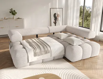 Levvi 3-sits Bubblig Bäddsoffa med Divan Höger - Bazalt 18 - Möbler - Soffa - Bäddsoffa