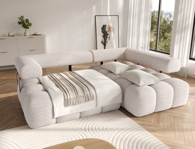 Levvi 3-sits Bubblig Bäddsoffa med Divan Höger - Bazalt 18 - Möbler - Soffa - Bäddsoffa