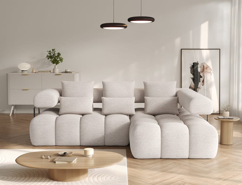 Levvi 3-sits Bubblig Bäddsoffa med Divan Höger - Bazalt 18 - Möbler - Soffa - Bäddsoffa