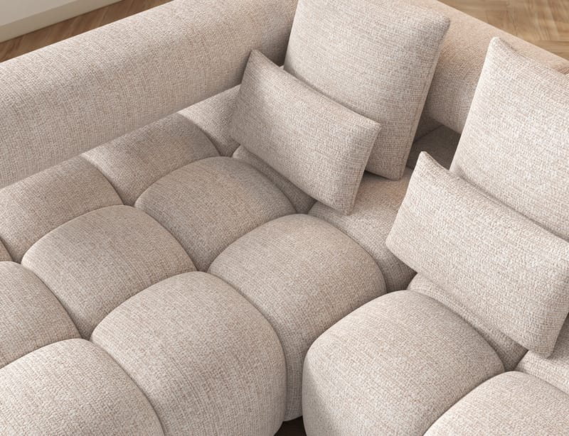 Levvi 3-sits Bubblig Bäddsoffa med Divan Vänster - Bazalt 18 - Möbler - Soffa - Bäddsoffa