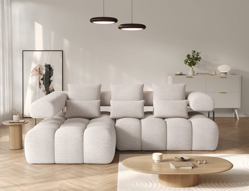 Levvi 3-sits Bubblig Bäddsoffa med Divan Vänster - Bazalt 18 - Möbler - Soffa - Bäddsoffa