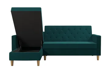 Liberty 3-sits Vänstervänd Divanbäddsoffa 105x195 cm med Förvaring i Tyg - Grön - Möbler - Soffa - Bäddsoffa
