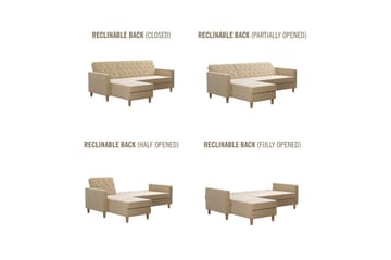 Liberty 3-sits Vänstervänd Divanbäddsoffa med Förvaring i Sammet - Sandbeige - Möbler - Soffa - Bäddsoffa
