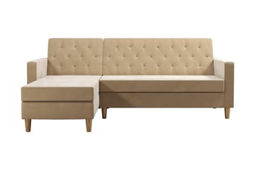 Liberty 3-sits Vänstervänd Divanbäddsoffa med Förvaring i Sammet - Sandbeige - Möbler - Soffa - Bäddsoffa