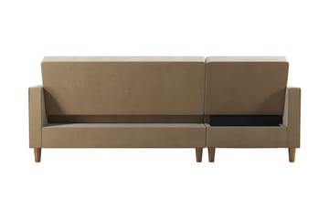 Liberty 3-sits Vänstervänd Divanbäddsoffa med Förvaring i Sammet - Sandbeige - Möbler - Soffa - Bäddsoffa