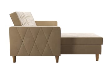 Liberty 3-sits Vänstervänd Divanbäddsoffa med Förvaring i Sammet - Sandbeige - Möbler - Soffa - Bäddsoffa