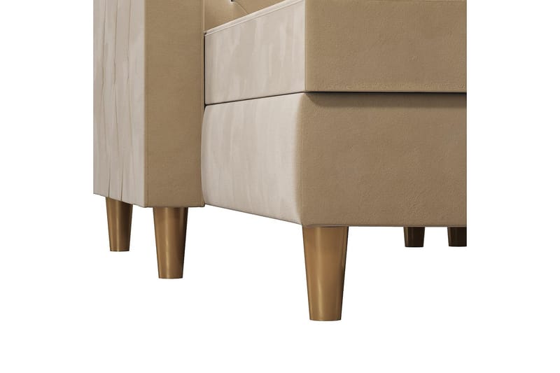 Liberty 3-sits Vänstervänd Divanbäddsoffa med Förvaring i Sammet - Sandbeige - Möbler - Soffa - Bäddsoffa