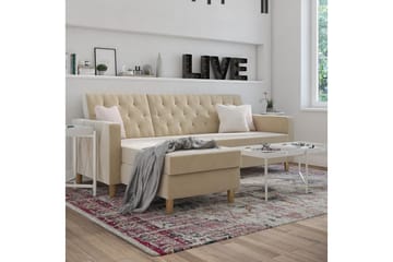 Liberty 3-sits Vänstervänd Divanbäddsoffa med Förvaring i Sammet - Sandbeige - Möbler - Soffa - Bäddsoffa