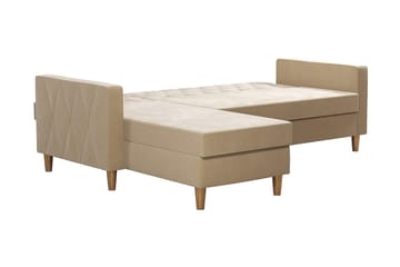 Liberty 3-sits Vänstervänd Divanbäddsoffa med Förvaring i Sammet - Sandbeige - Möbler - Soffa - Bäddsoffa