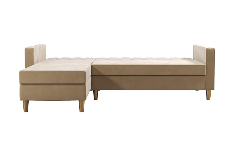 Liberty 3-sits Vänstervänd Divanbäddsoffa med Förvaring i Sammet - Sandbeige - Möbler - Soffa - Bäddsoffa