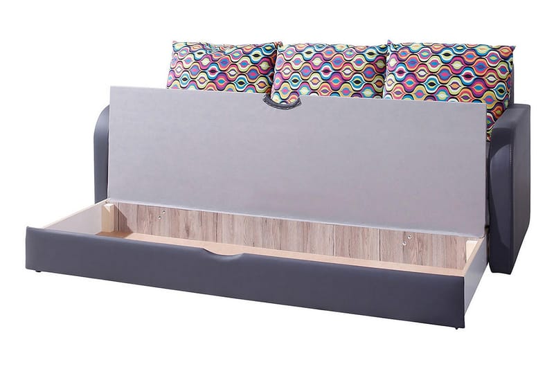 Lido Bäddsoffa 208x75x86 cm - Blå/Grå/Röd - Bäddsoffa - Skinnsoffor - Bäddsoffa 3 sits - Sammetssoffa