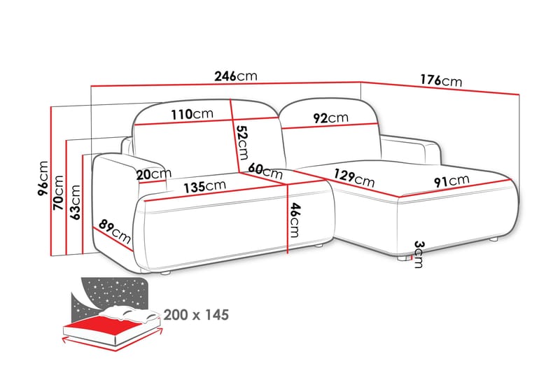 Lifeina Bäddsoffa m. Divan 2-sits - Blå - Möbler - Soffa - Bäddsoffa