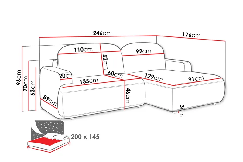 Lifeina Bäddsoffa m. Divan 2-sits - Grå - Möbler - Soffa - Bäddsoffa