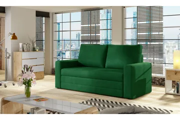 Lijan 2-sits Framåtbäddad Bäddsoffa 125x200 cm med Förvaring i Tyg - Grön - Möbler - Soffa - Bäddsoffa
