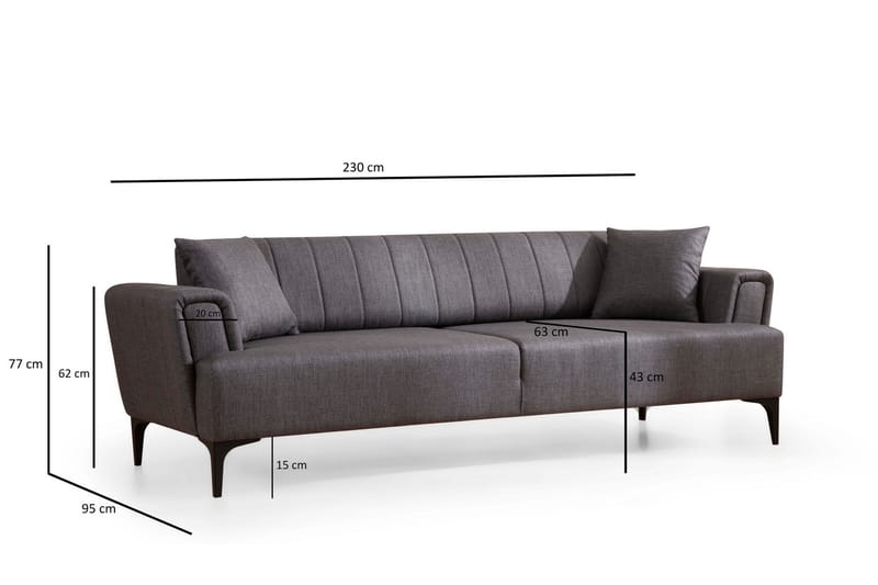 Lilesville 3-sits Bäddsoffa - Mörkgrå - Möbler - Soffa - Bäddsoffa