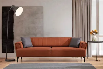Lilesville 3-sits Längsbäddad Bäddsoffa 95x190 cm i Tyg - Terrakotta - Möbler - Soffa - Bäddsoffa