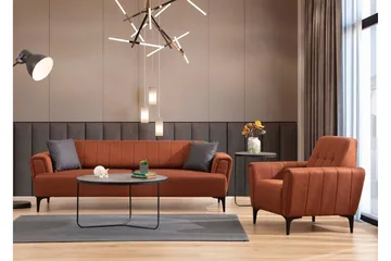 Lilesville 3-sits Längsbäddad Bäddsoffa 95x190 cm i Tyg - Terrakotta - Möbler - Soffa - Bäddsoffa