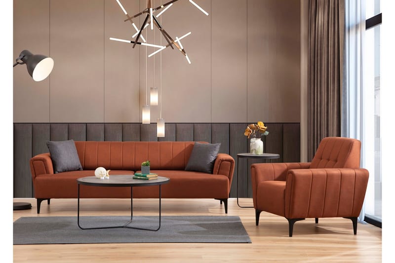 Lilesville 3-sits Längsb äddad Bäddsoffa 95x190 cm i Tyg - Terrakotta - Möbler - Soffa - Bäddsoffa