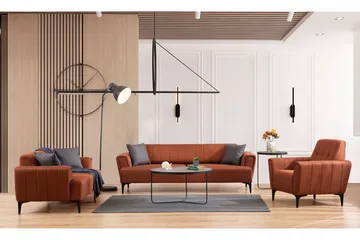 Lilesville 3-sits Längsbäddad Bäddsoffa 95x190 cm i Tyg - Terrakotta - Möbler - Soffa - Bäddsoffa
