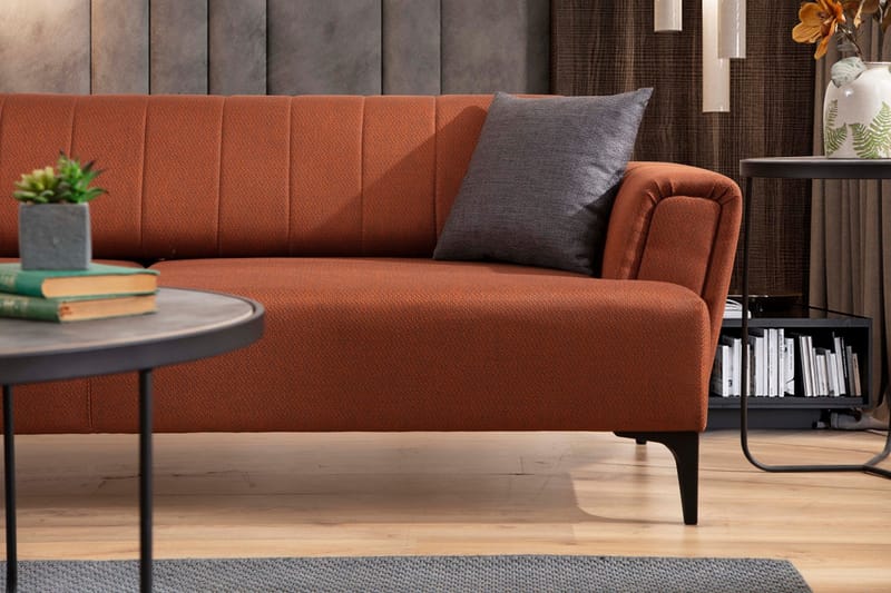 Lilesville 3-sits Längsbäddad Bäddsoffa 95x190 cm i Tyg - Terrakotta - Möbler - Soffa - Bäddsoffa