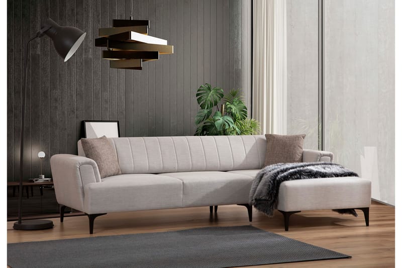 Lilesville Bäddsoffa med divan - Beige - Bäddsoffa - Hörnbäddsoffa