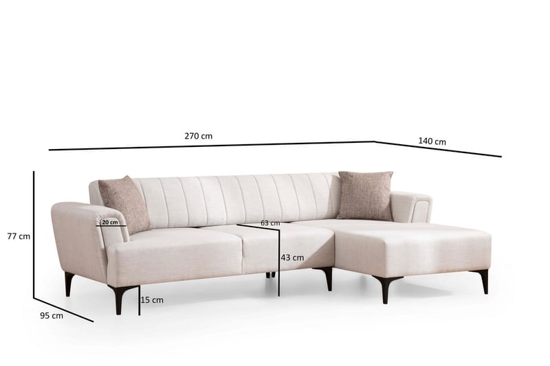 Lilesville Bäddsoffa med divan - Beige - Bäddsoffa - Hörnbäddsoffa