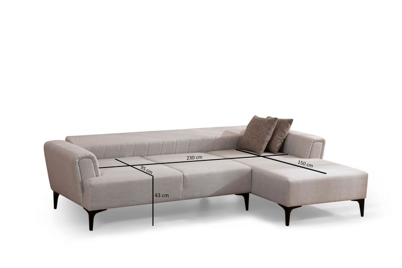 Lilesville Bäddsoffa med divan - Beige - Bäddsoffa - Hörnbäddsoffa