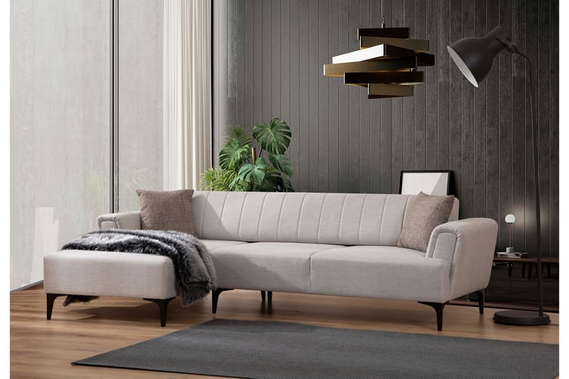 Lilesville Bäddsoffa med divan - Beige - Bäddsoffa - Hörnbäddsoffa