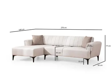 Lilesville Bäddsoffa med divan - Beige - Möbler - Soffa - Bäddsoffa
