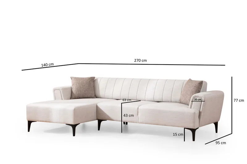 Lilesville Bäddsoffa med divan - Beige - Möbler - Soffa - Bäddsoffa
