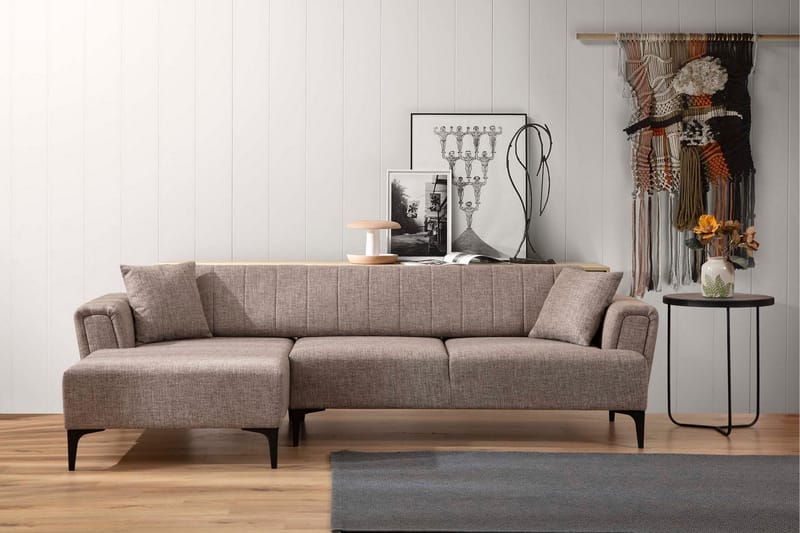 Lilesville Bäddsoffa med divan - Ljusbrun - Möbler - Soffa - Bäddsoffa