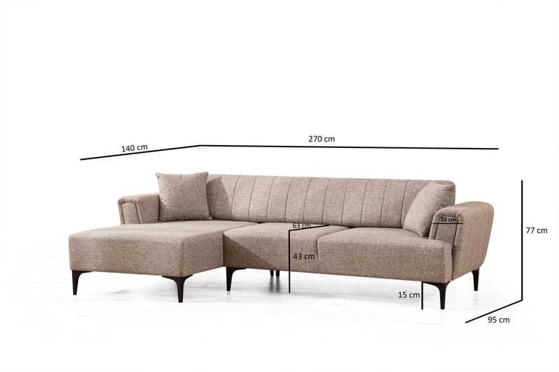 Lilesville Bäddsoffa med divan - Ljusbrun - Möbler - Soffa - Bäddsoffa