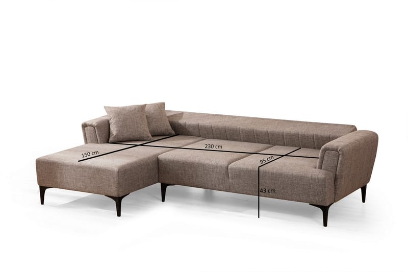 Lilesville Bäddsoffa med divan - Ljusbrun - Möbler - Soffa - Bäddsoffa