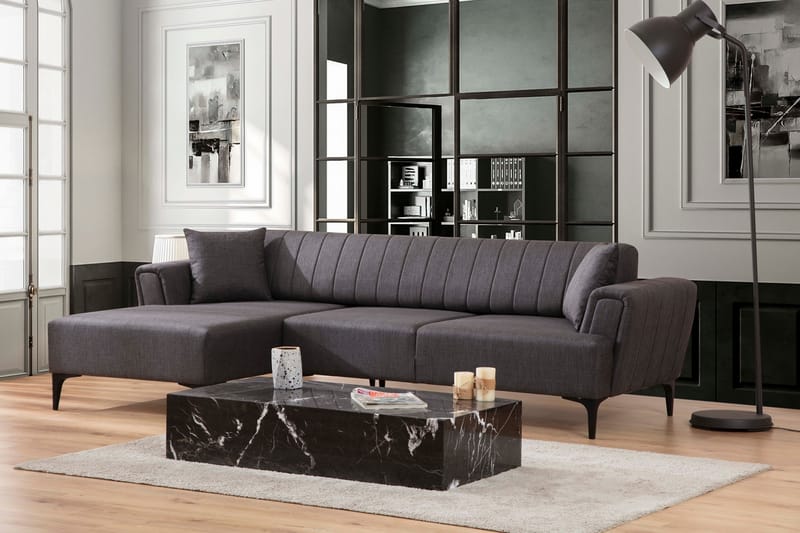 Lilesville Bäddsoffa med divan - Mörkgrå - Möbler - Soffa - Bäddsoffa